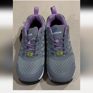 Nautilus Safety toe Gray and Purple Athletic Shoes with Mesh Upper